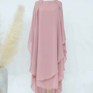 Elegant Pink Layered Hijab